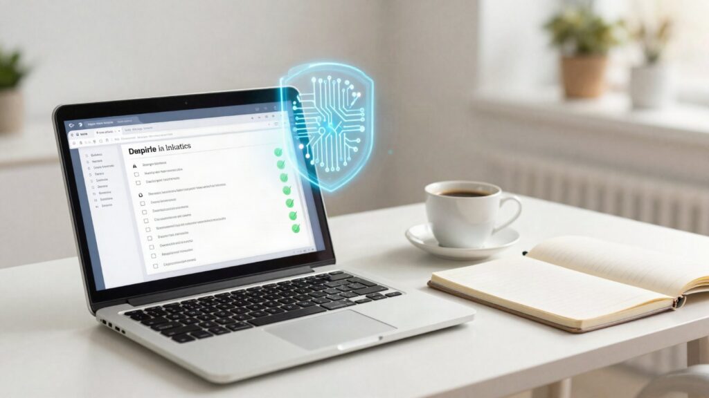 CompTIA SecAI+ Practice Tests: 6 Full Exams cover: a laptop with a practice exam and a circuit shield